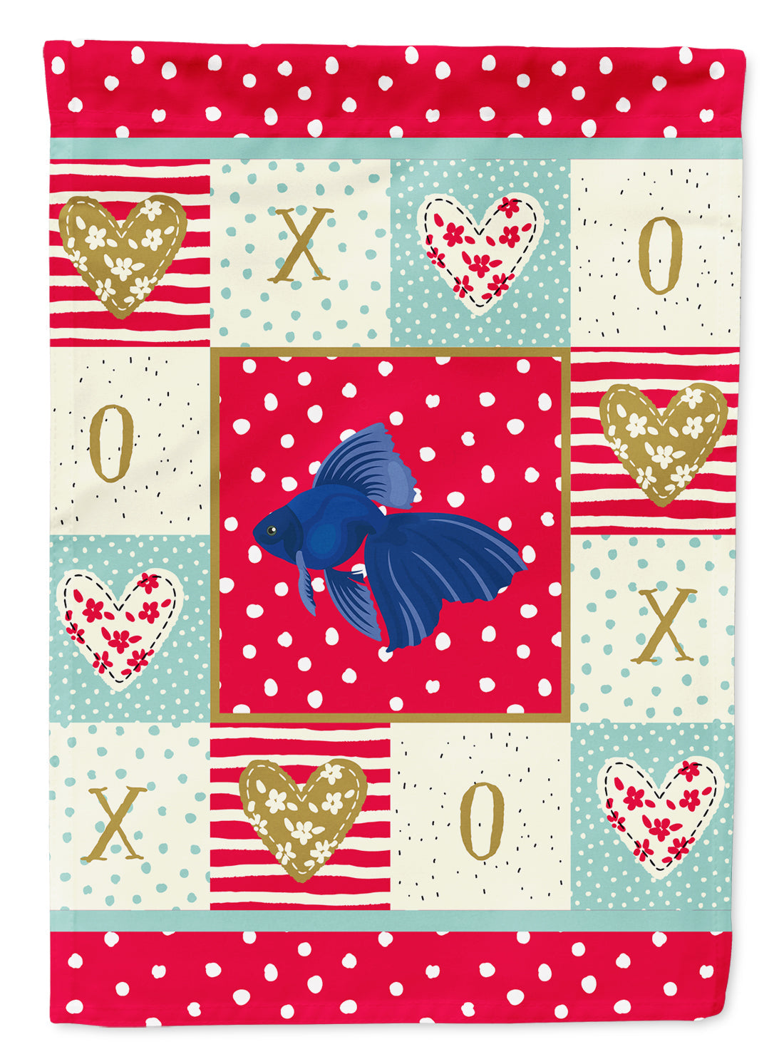 Veiltail Goldfish Love House Flag 28x40 Porch Sleeve Pole Decorative Outside Yard Banner Artwork Wall Hanging, Polyester