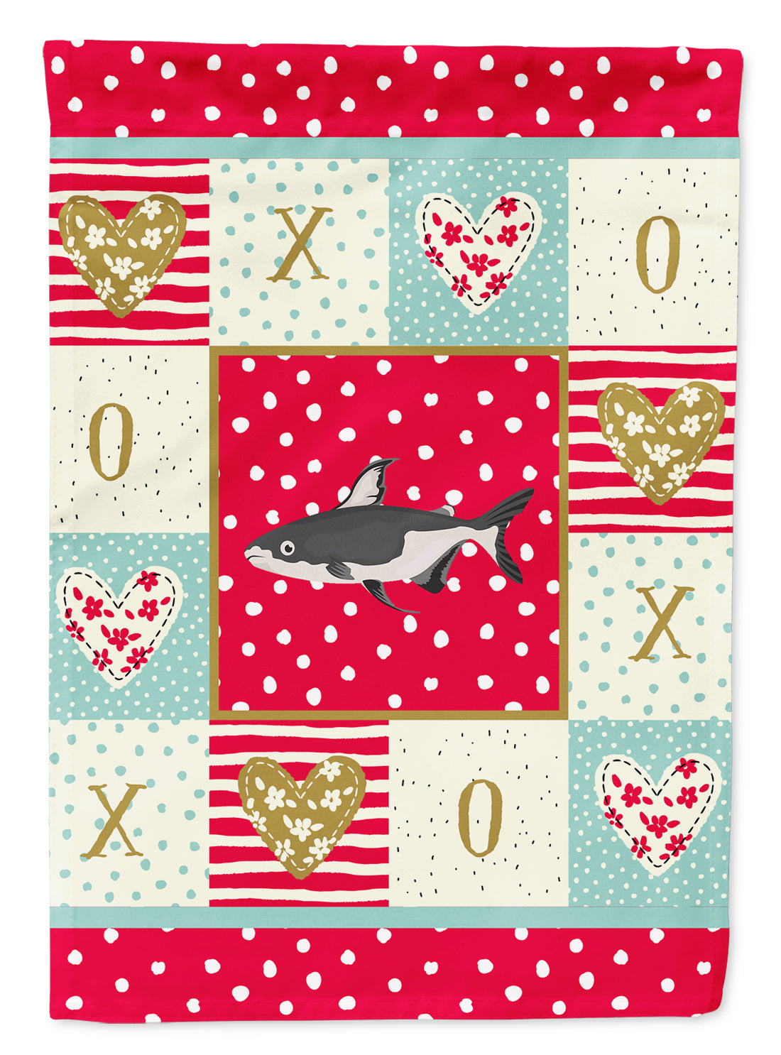 Iridescent Shark Love House Flag 28x40 Porch Sleeve Pole Decorative Outside Yard Banner Artwork Wall Hanging, Polyester