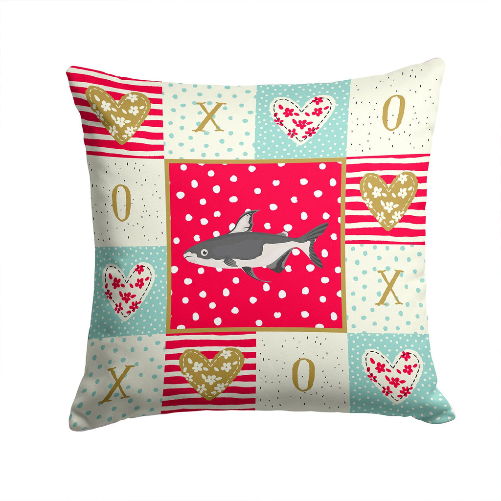 Iridescent Shark Love Decorative Throw Pillow 14x14 Indoor Outdoor Accent Cushion, Fabric Cover with Insert for Sofa, Bed, Porch & Living Room