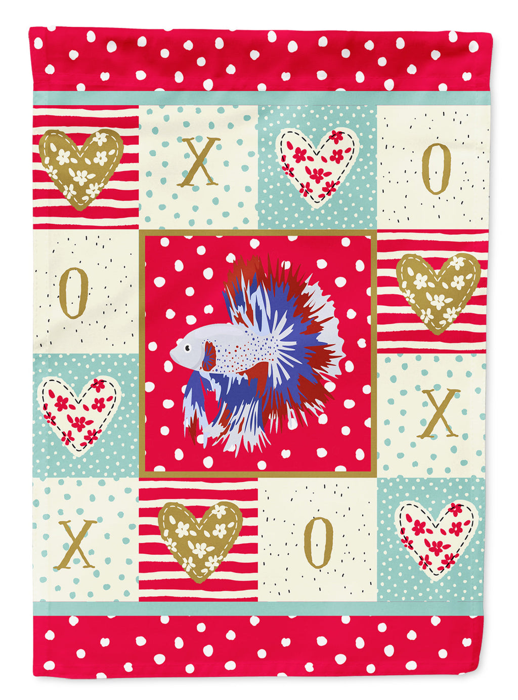 Comb Tail Betta Love House Flag 28x40 Porch Sleeve Pole Decorative Outside Yard Banner Artwork Wall Hanging, Polyester