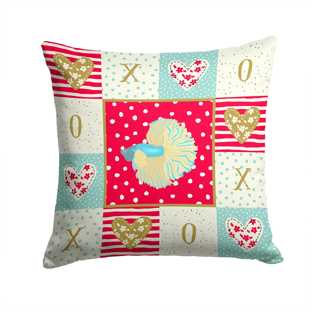 Elephant Ear Betta Love Decorative Throw Pillow 14x14 Indoor Outdoor Accent Cushion, Fabric Cover with Insert for Sofa, Bed, Porch & Living Room
