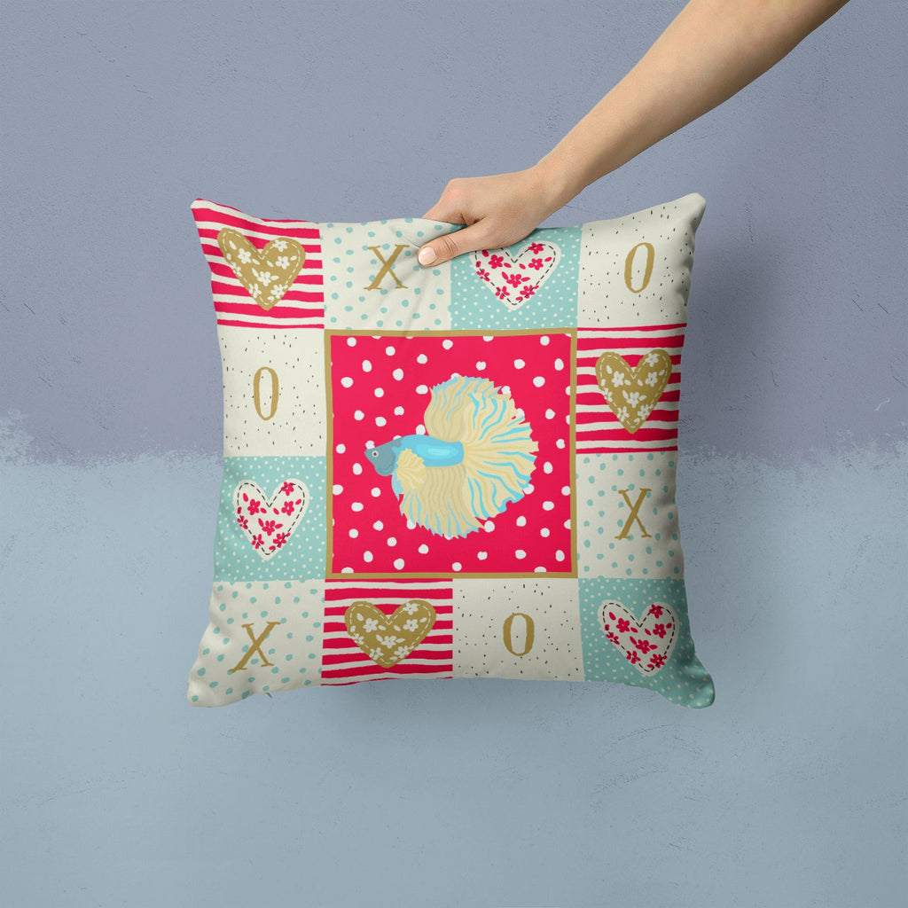 Elephant Ear Betta Love Decorative Throw Pillow 14x14 Indoor Outdoor Accent Cushion, Fabric Cover with Insert for Sofa, Bed, Porch & Living Room