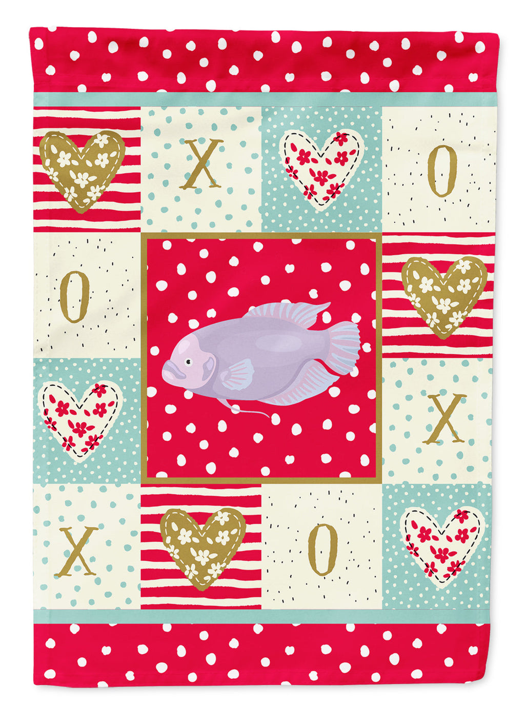 Giant Gourami Love House Flag 28x40 Porch Sleeve Pole Decorative Outside Yard Banner Artwork Wall Hanging, Polyester