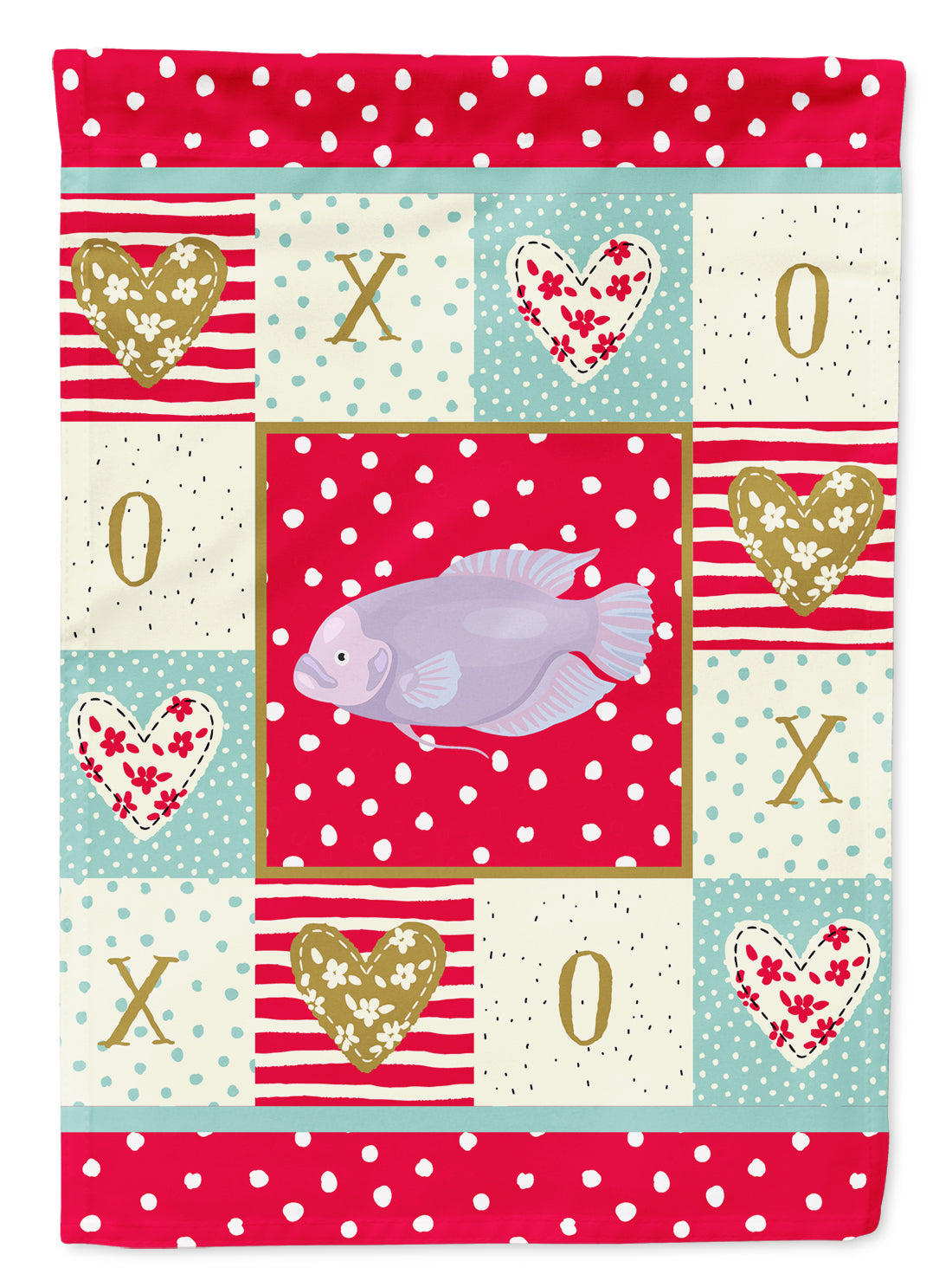 Giant Gourami Love House Flag 28x40 Porch Sleeve Pole Decorative Outside Yard Banner Artwork Wall Hanging, Polyester