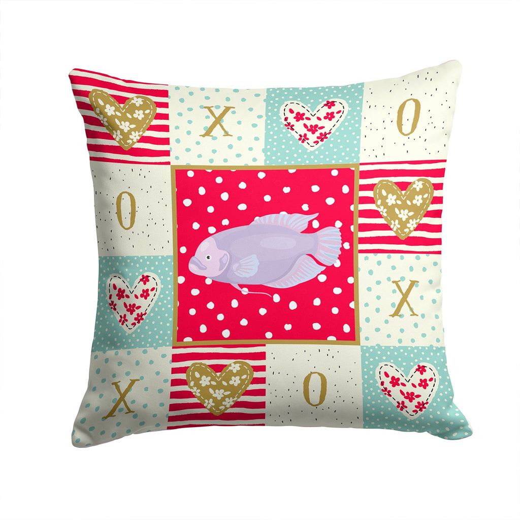Giant Gourami Love Decorative Throw Pillow 14x14 Indoor Outdoor Accent Cushion, Fabric Cover with Insert for Sofa, Bed, Porch & Living Room