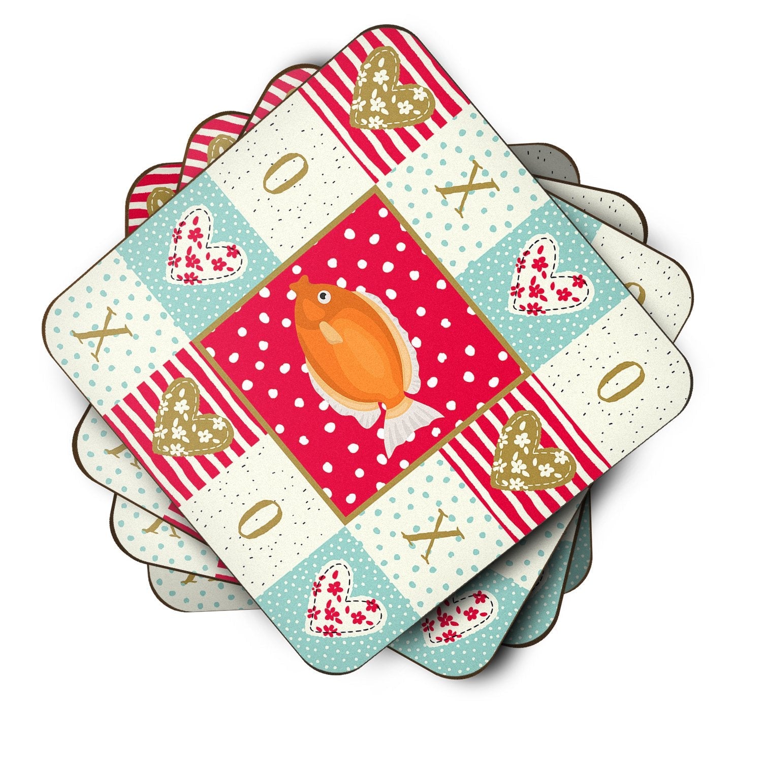 Kissing Gourami Love Foam Coasters Set of 4 Cup Coasters for Indoor Outdoor, Tabletop Protection, Anti Slip, Mouse pad Material