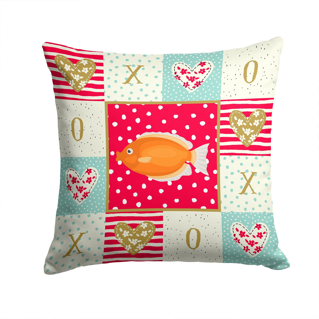 Kissing Gourami Love Decorative Throw Pillow 14x14 Indoor Outdoor Accent Cushion, Fabric Cover with Insert for Sofa, Bed, Porch & Living Room