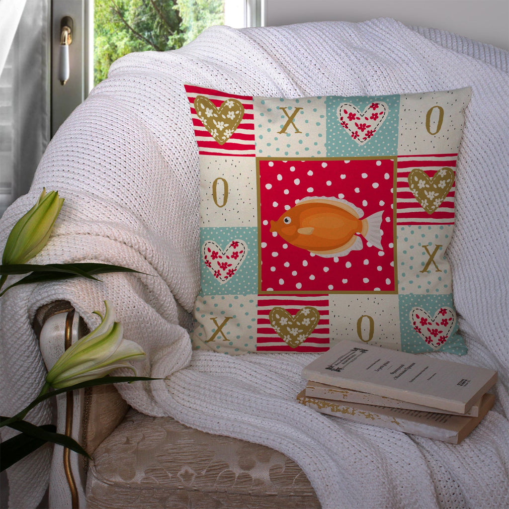 Kissing Gourami Love Decorative Throw Pillow 14x14 Indoor Outdoor Accent Cushion, Fabric Cover with Insert for Sofa, Bed, Porch & Living Room