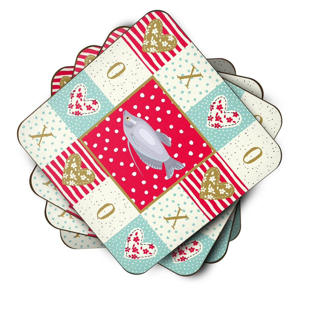 Moonlight Gourami Love Foam Coasters Set of 4 Cup Coasters for Indoor Outdoor, Tabletop Protection, Anti Slip, Mouse pad Material