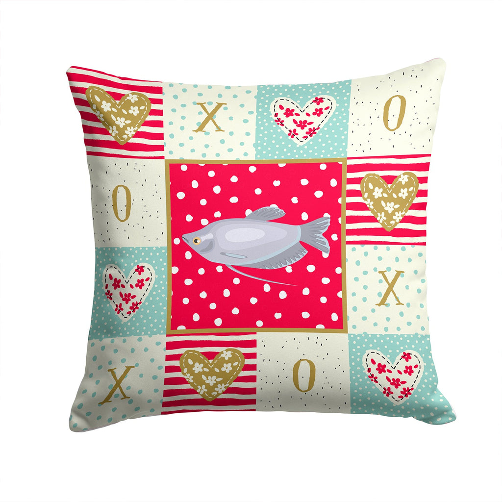Moonlight Gourami Love Decorative Throw Pillow 14x14 Indoor Outdoor Accent Cushion, Fabric Cover with Insert for Sofa, Bed, Porch & Living Room