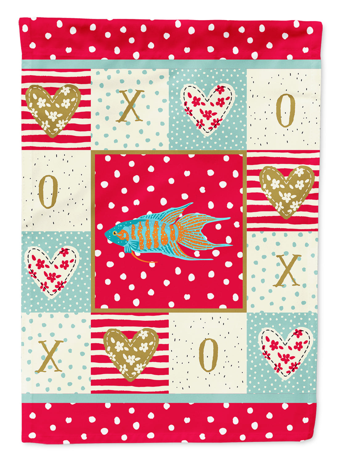 Paradise Fish Love House Flag 28x40 Porch Sleeve Pole Decorative Outside Yard Banner Artwork Wall Hanging, Polyester