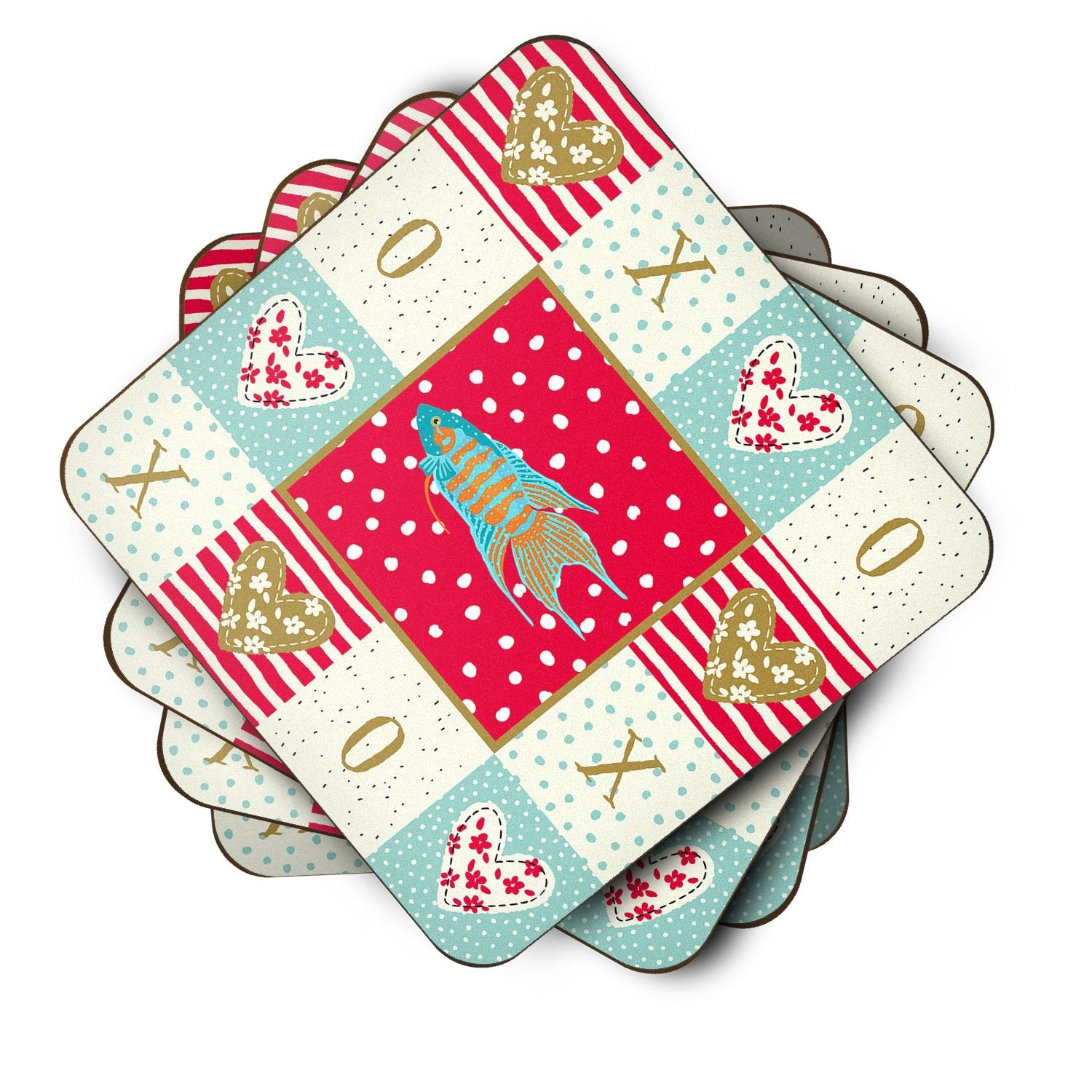 Paradise Fish Love Foam Coasters Set of 4 Cup Coasters for Indoor Outdoor, Tabletop Protection, Anti Slip, Mouse pad Material