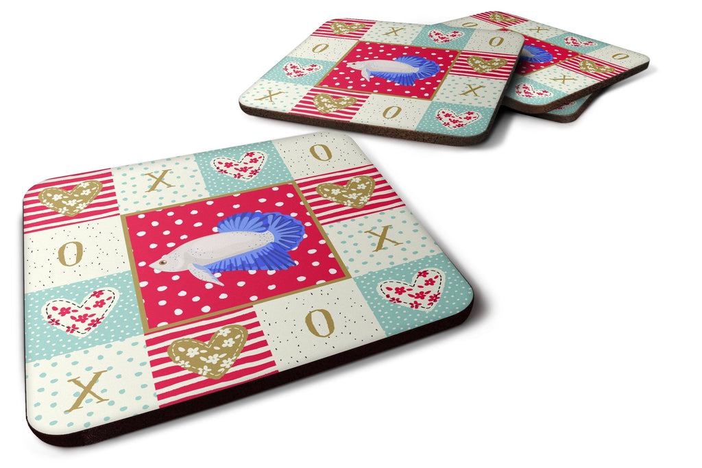 Plakat Betta Love Foam Coasters Set of 4 Cup Coasters for Indoor Outdoor, Tabletop Protection, Anti Slip, Mouse pad Material