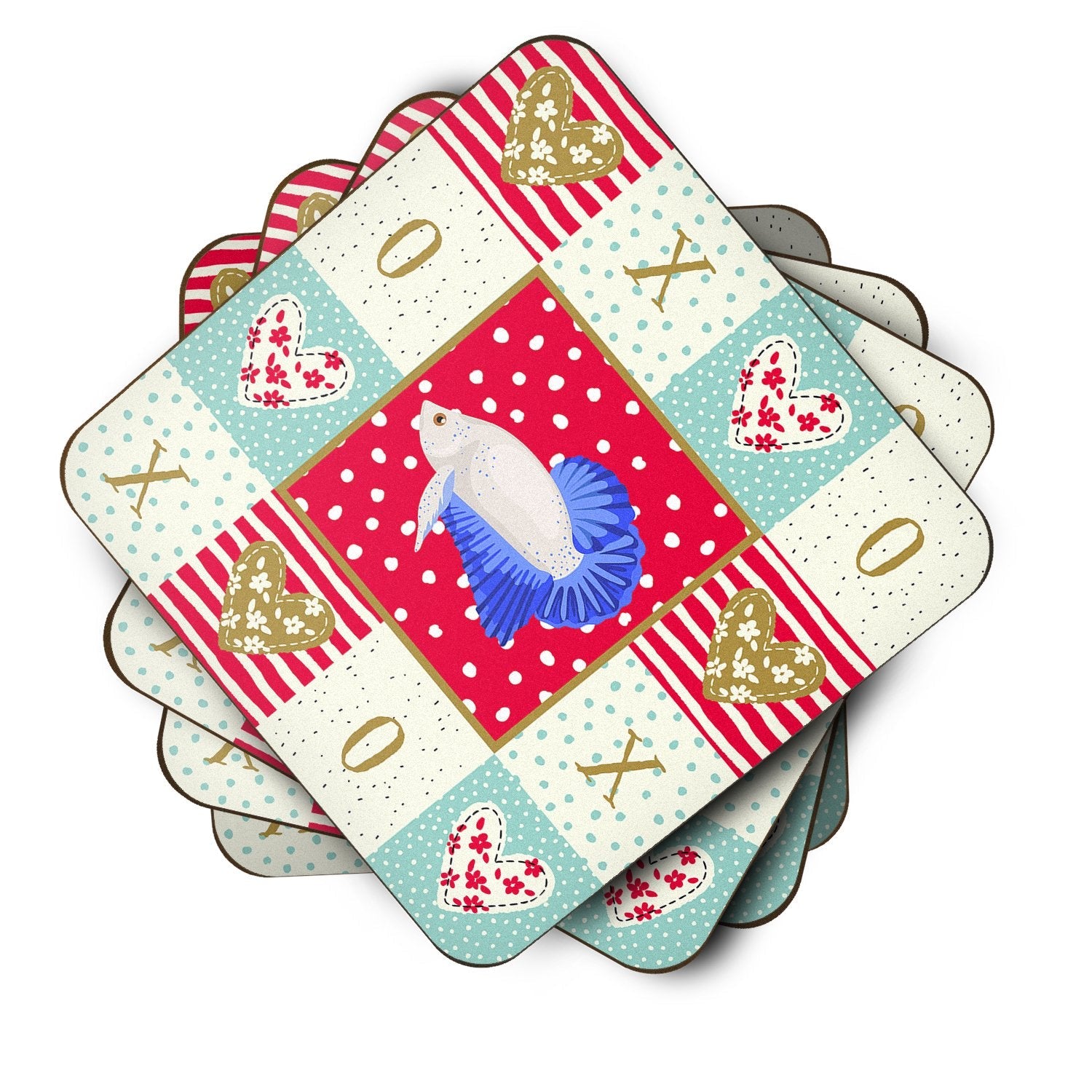 Plakat Betta Love Foam Coasters Set of 4 Cup Coasters for Indoor Outdoor, Tabletop Protection, Anti Slip, Mouse pad Material
