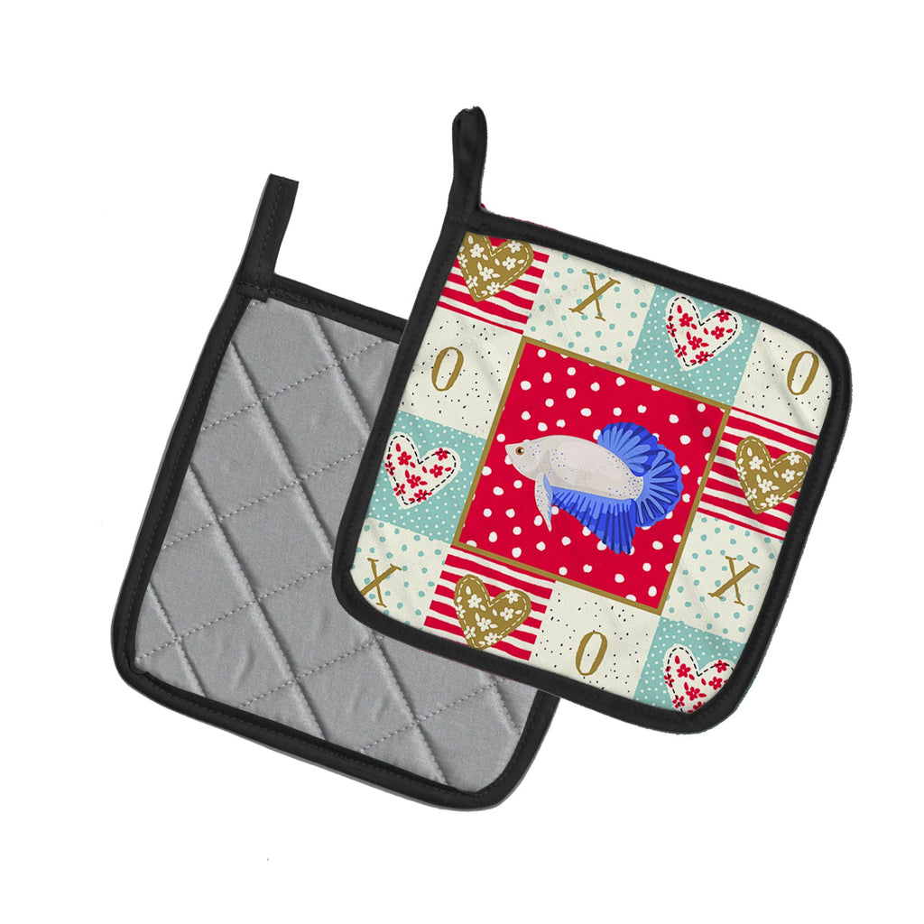 Plakat Betta Love Pot Holder Set of 2 Heat Resistant Quilted Hot Pads 7.5 x 7.5 Inch, Insulated Kitchen Trivets for Cooking & Baking