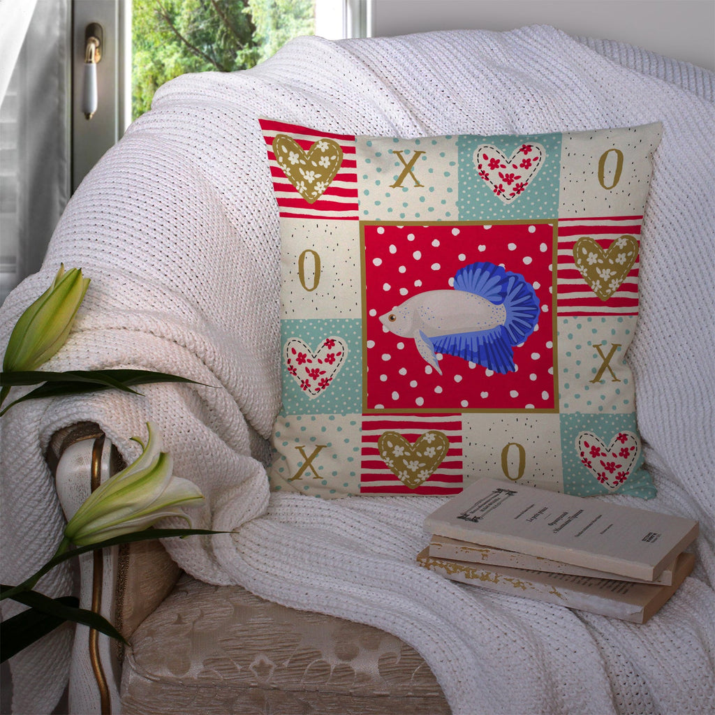 Plakat Betta Love Decorative Throw Pillow 14x14 Indoor Outdoor Accent Cushion, Fabric Cover with Insert for Sofa, Bed, Porch & Living Room
