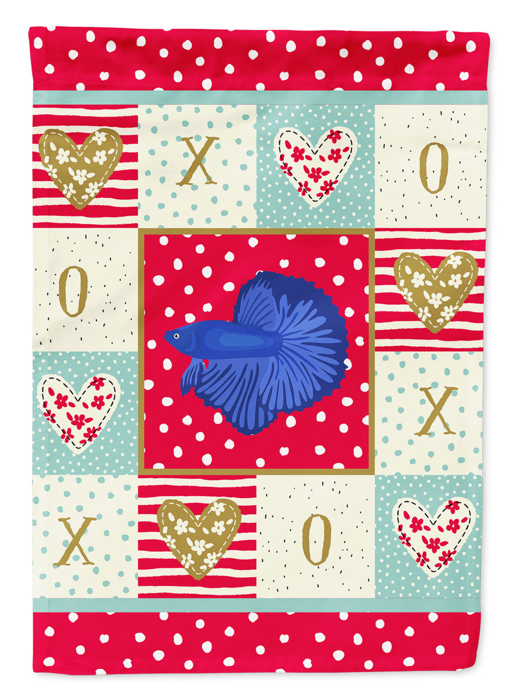 Super Delta Tail Betta Love House Flag 28x40 Porch Sleeve Pole Decorative Outside Yard Banner Artwork Wall Hanging, Polyester