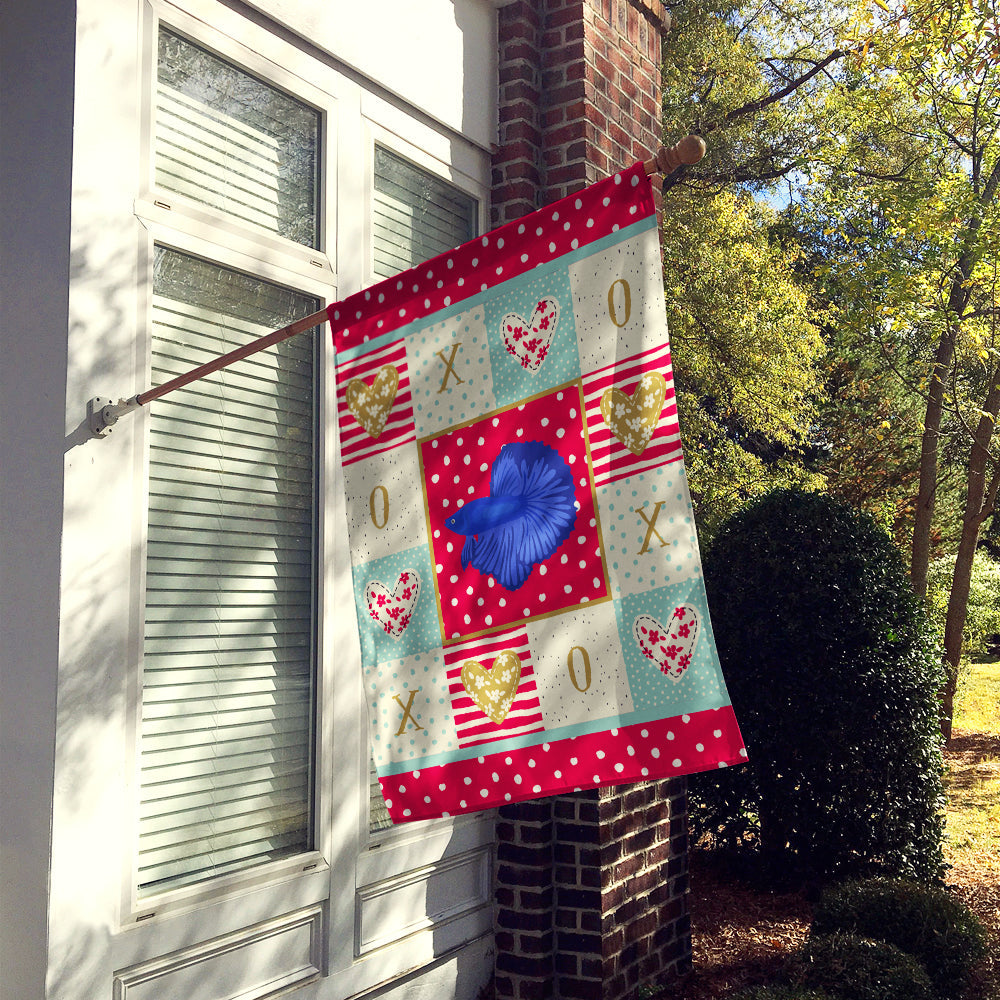 Super Delta Tail Betta Love House Flag 28x40 Porch Sleeve Pole Decorative Outside Yard Banner Artwork Wall Hanging, Polyester