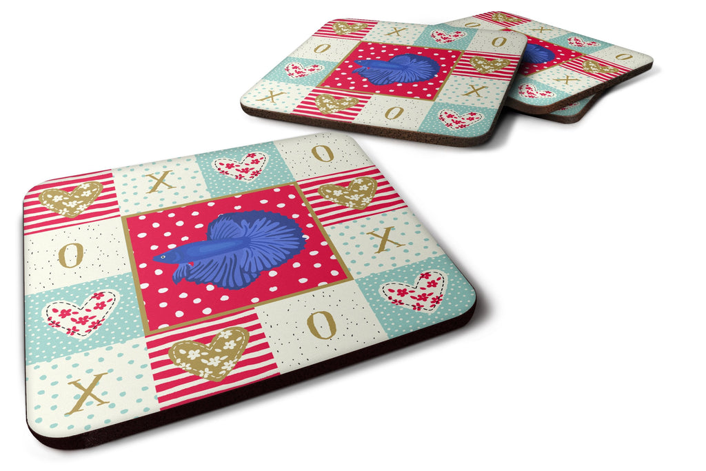 Super Delta Tail Betta Love Foam Coasters Set of 4 Cup Coasters for Indoor Outdoor, Tabletop Protection, Anti Slip, Mouse pad Material