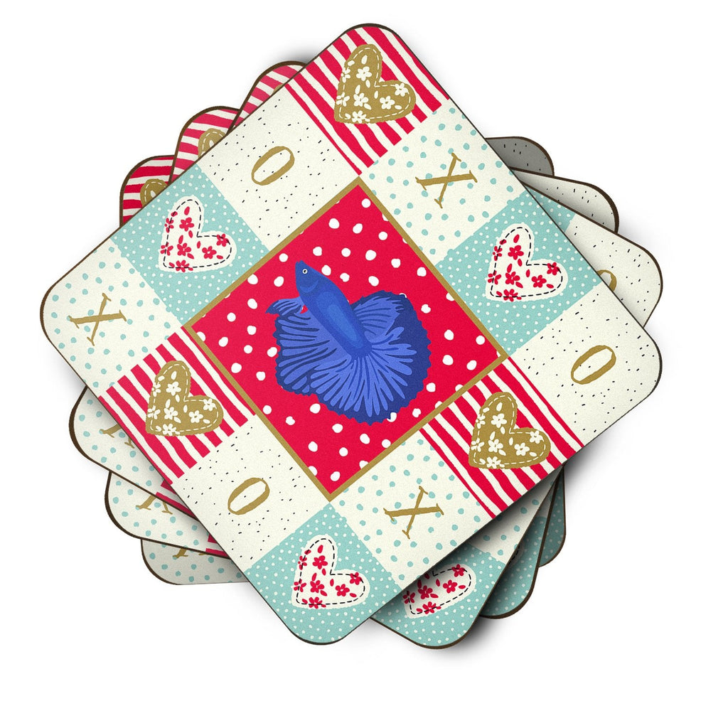 Super Delta Tail Betta Love Foam Coasters Set of 4 Cup Coasters for Indoor Outdoor, Tabletop Protection, Anti Slip, Mouse pad Material
