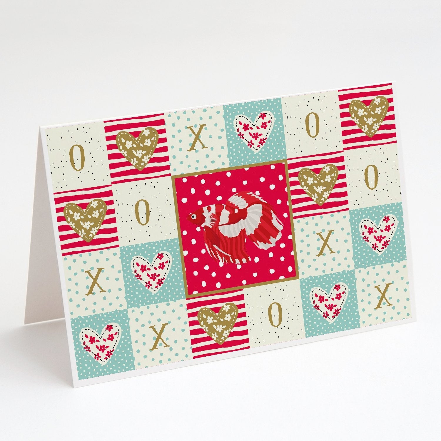 Veil Tail Betta Love Greeting Cards Pack of 8 Blank Cards with Envelopes Whimsical A7 Size 5x7