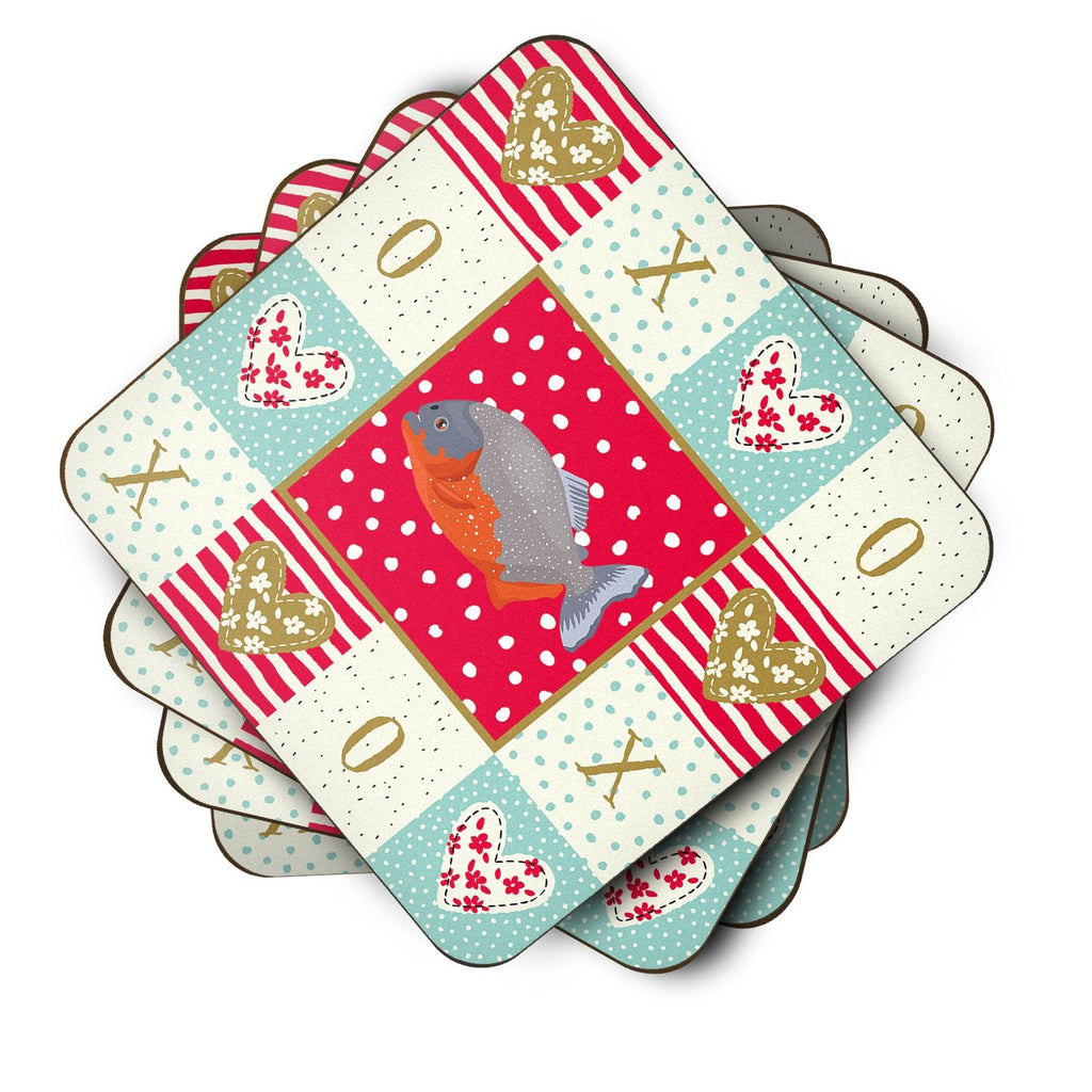 Piranha Love Foam Coasters Set of 4 Cup Coasters for Indoor Outdoor, Tabletop Protection, Anti Slip, Mouse pad Material