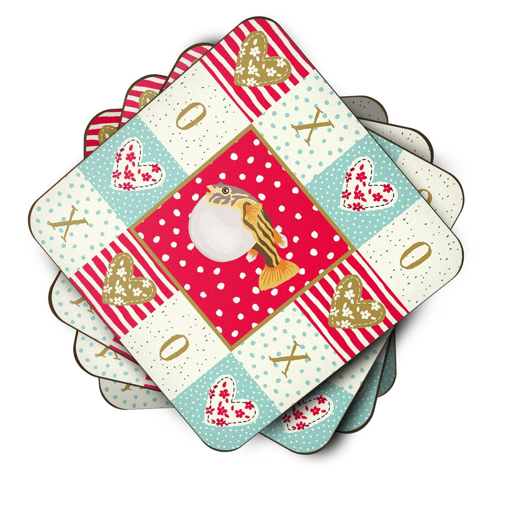 Puffer Fish Love Foam Coasters Set of 4 Cup Coasters for Indoor Outdoor, Tabletop Protection, Anti Slip, Mouse pad Material