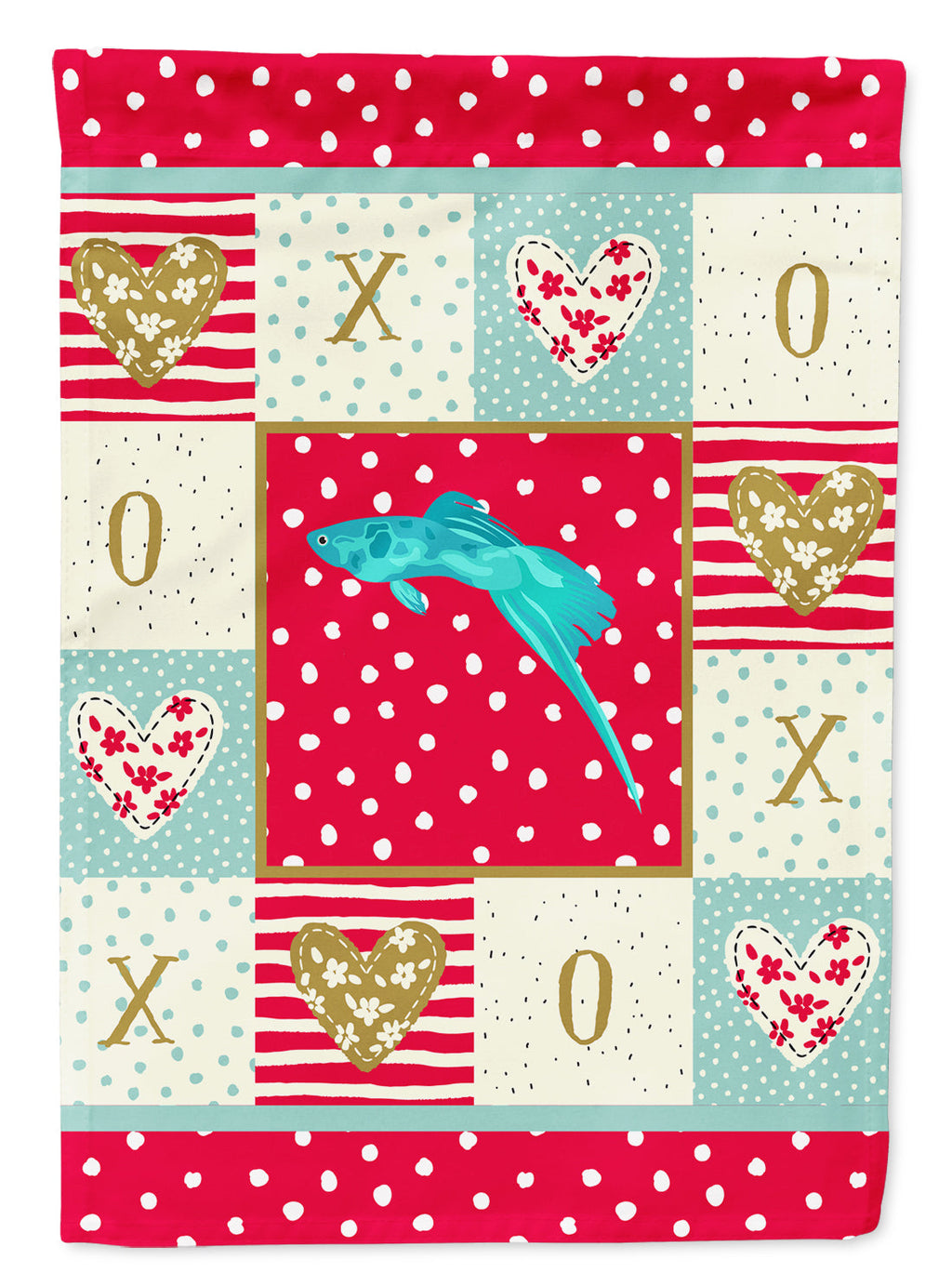Sword Tail Guppy Love House Flag 28x40 Porch Sleeve Pole Decorative Outside Yard Banner Artwork Wall Hanging, Polyester