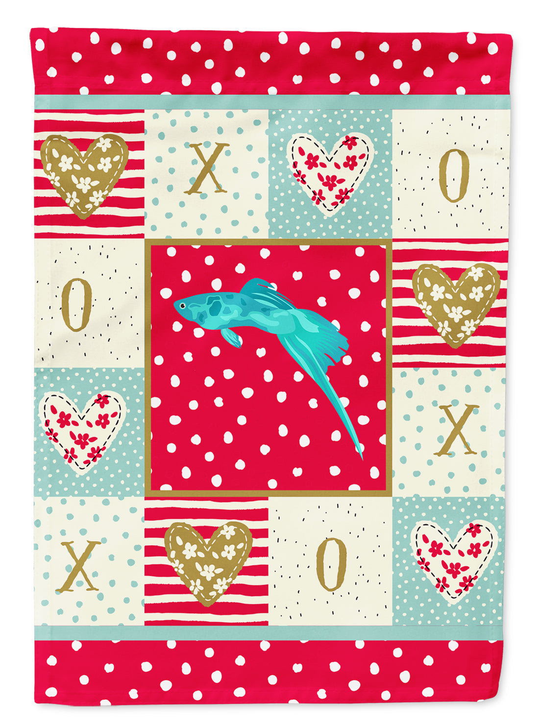 Sword Tail Guppy Love House Flag 28x40 Porch Sleeve Pole Decorative Outside Yard Banner Artwork Wall Hanging, Polyester