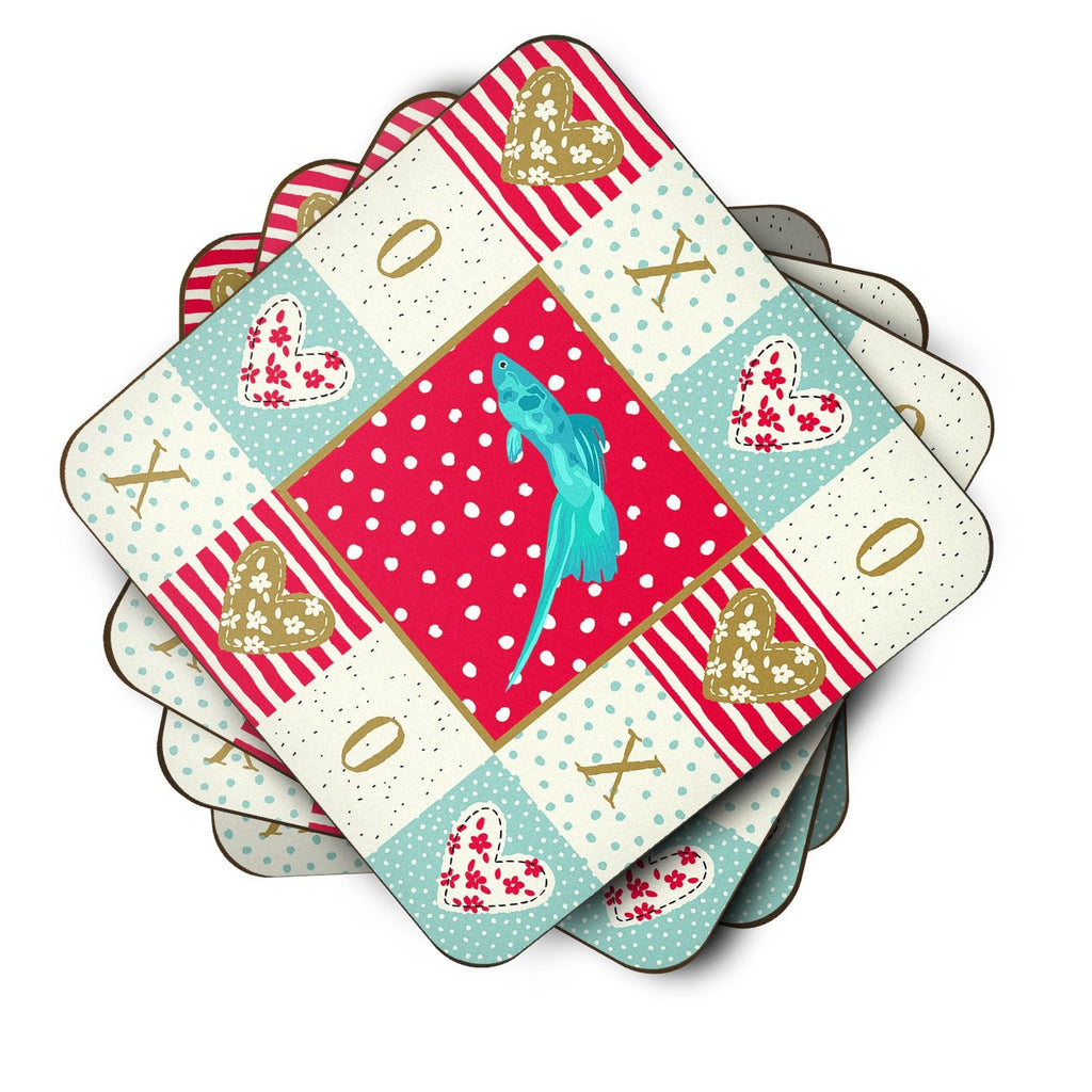 Sword Tail Guppy Love Foam Coasters Set of 4 Cup Coasters for Indoor Outdoor, Tabletop Protection, Anti Slip, Mouse pad Material