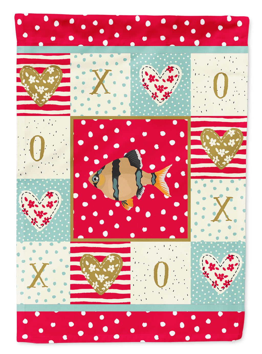 Tiger Barb Love House Flag 28x40 Porch Sleeve Pole Decorative Outside Yard Banner Artwork Wall Hanging, Polyester