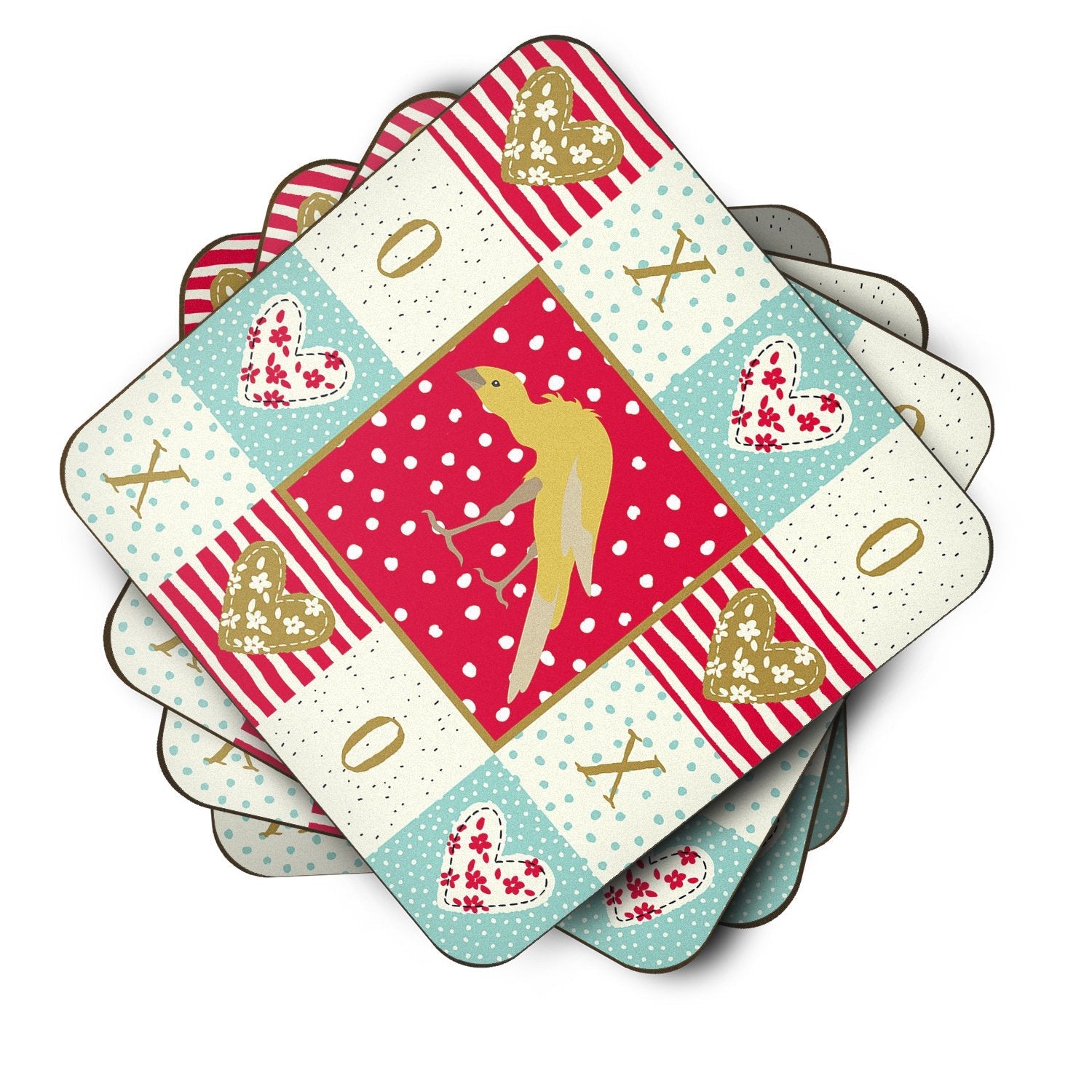 Belgian Hunchback Canary Love Foam Coasters Set of 4 Cup Coasters for Indoor Outdoor, Tabletop Protection, Anti Slip, Mouse pad Material