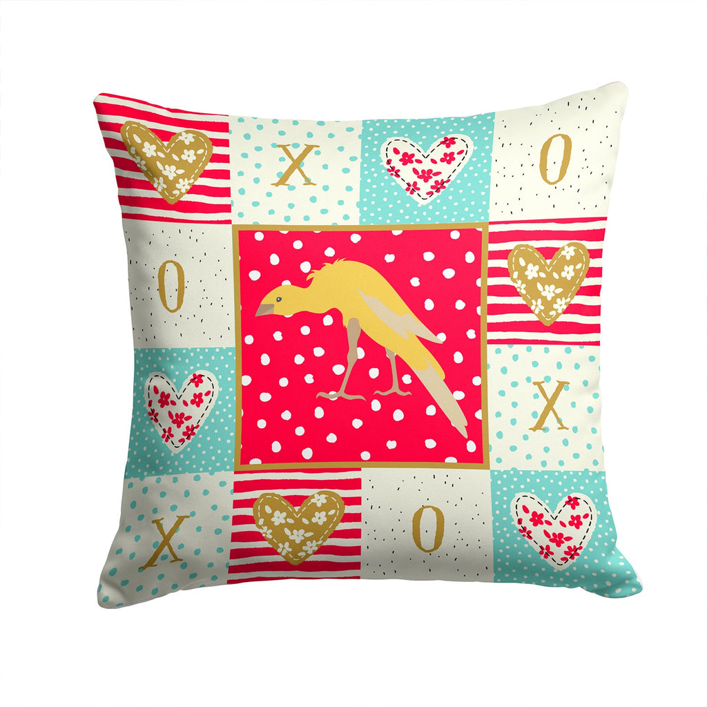 Belgian Hunchback Canary Love Decorative Throw Pillow 14x14 Indoor Outdoor Accent Cushion, Fabric Cover with Insert for Sofa, Bed, Porch & Living Room