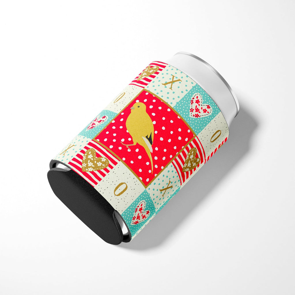 Border Canary Love Can or Bottle Hugger Cooler Sleeve for Standard 12 oz Cans, Insulated Foam Beer & Soda Can Hugger Reusable