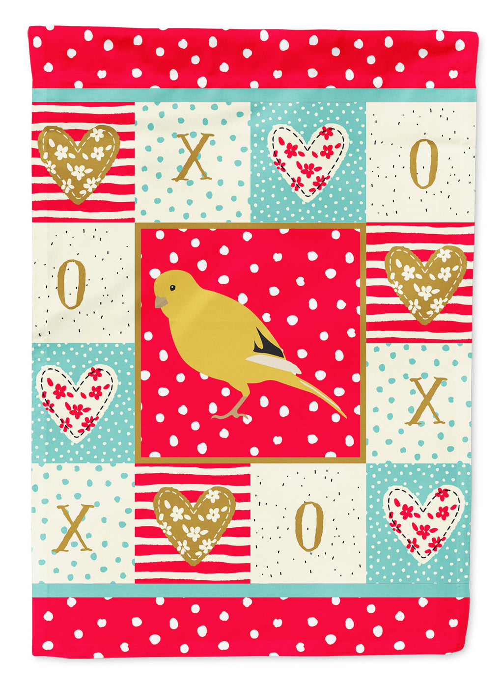 Border Canary Love House Flag 28x40 Porch Sleeve Pole Decorative Outside Yard Banner Artwork Wall Hanging, Polyester