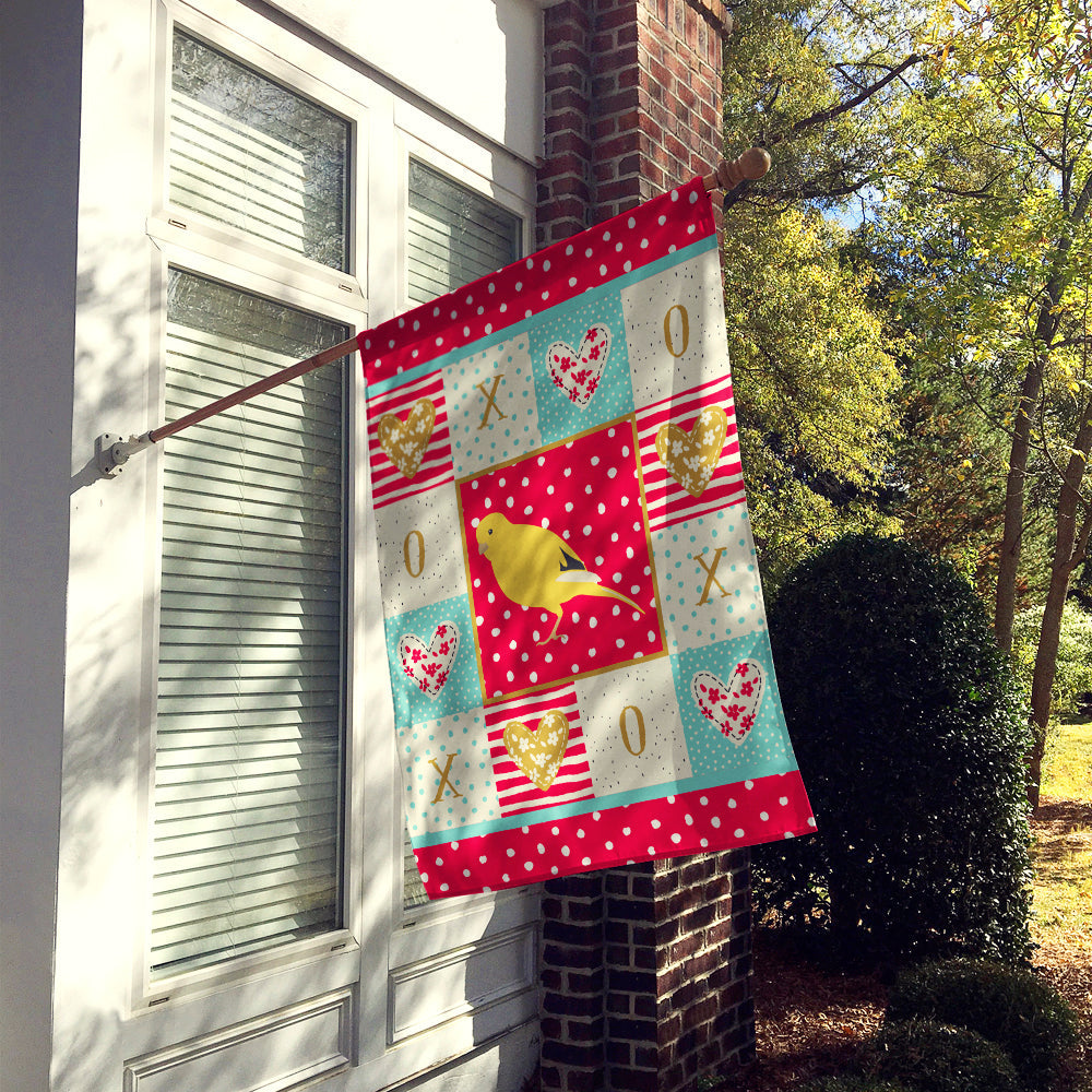 Border Canary Love House Flag 28x40 Porch Sleeve Pole Decorative Outside Yard Banner Artwork Wall Hanging, Polyester