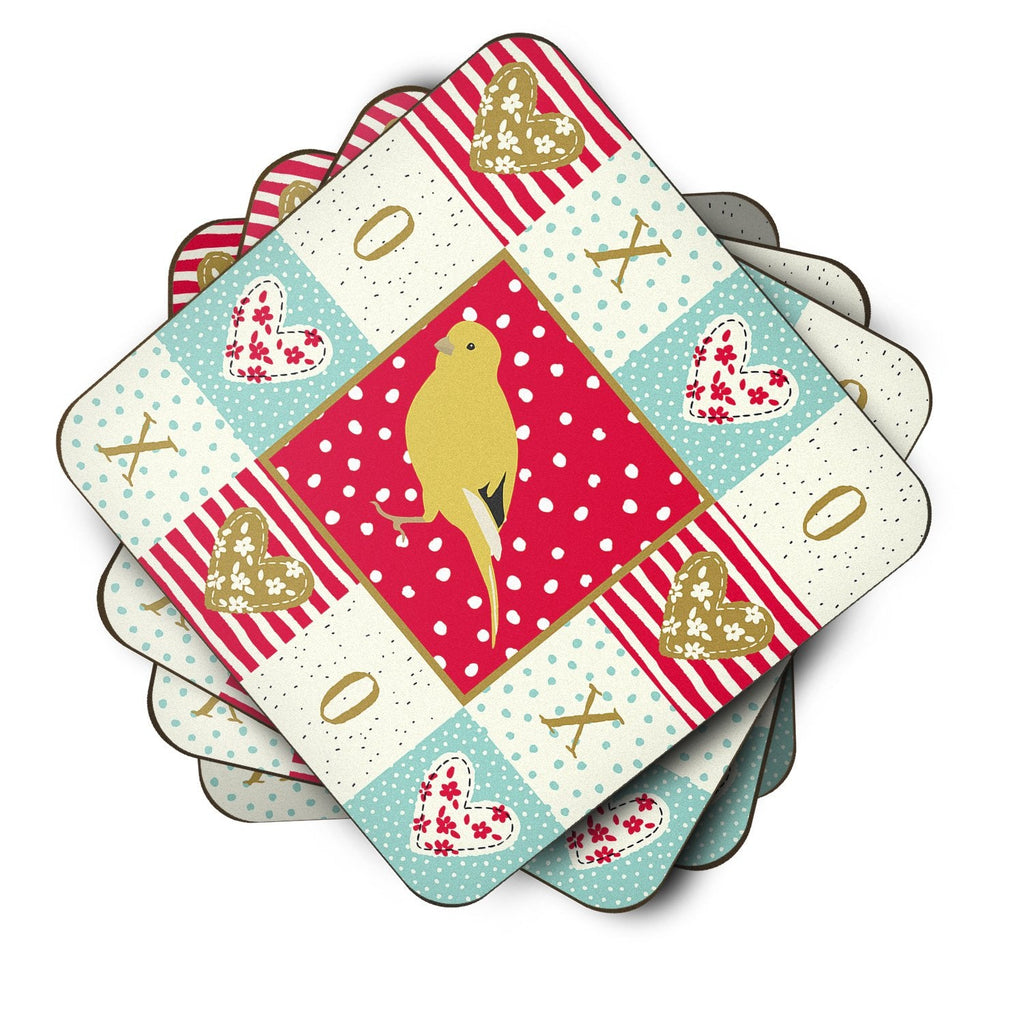 Border Canary Love Foam Coasters Set of 4 Cup Coasters for Indoor Outdoor, Tabletop Protection, Anti Slip, Mouse pad Material