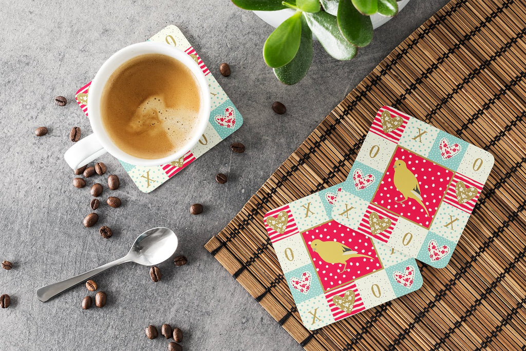Border Canary Love Foam Coasters Set of 4 Cup Coasters for Indoor Outdoor, Tabletop Protection, Anti Slip, Mouse pad Material