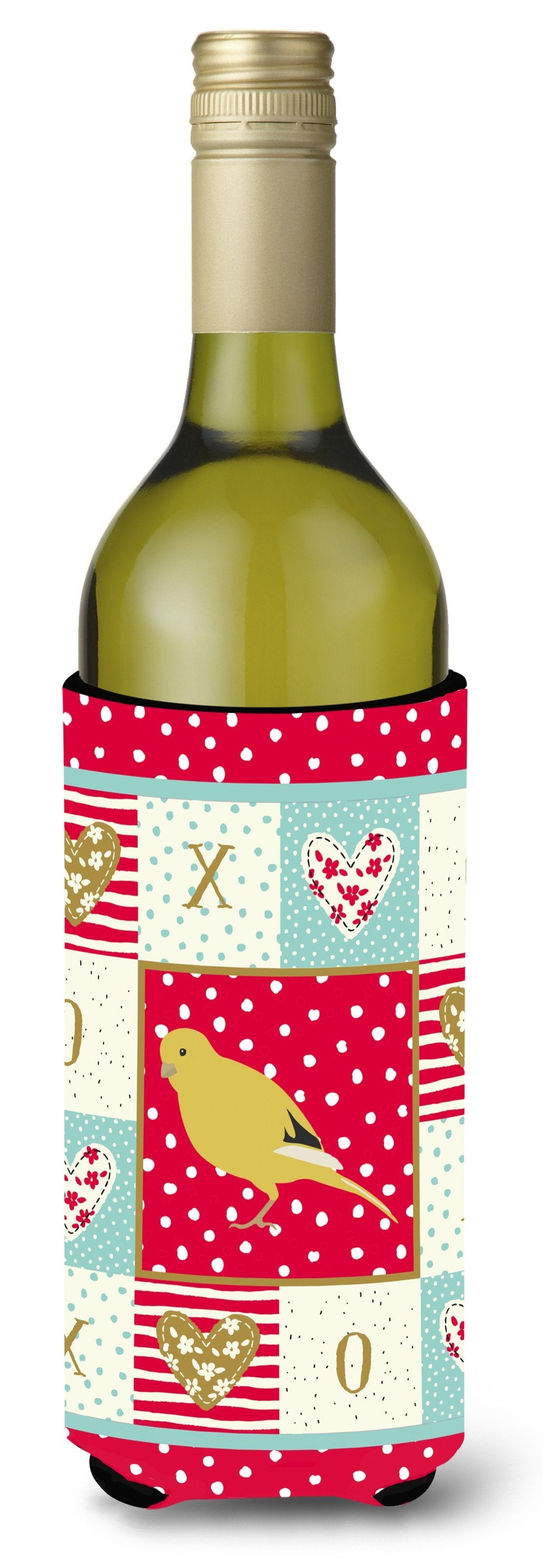 Border Canary Love Wine Bottle Hugger Gift Sleeve for Standard 750 ml Bottles, Insulated Reusable Also Fits Mini Shot & Pint Bottles