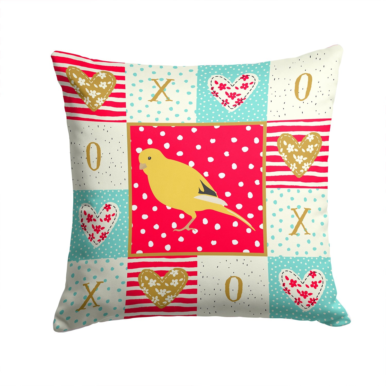 Border Canary Love Decorative Throw Pillow 14x14 Indoor Outdoor Accent Cushion, Fabric Cover with Insert for Sofa, Bed, Porch & Living Room