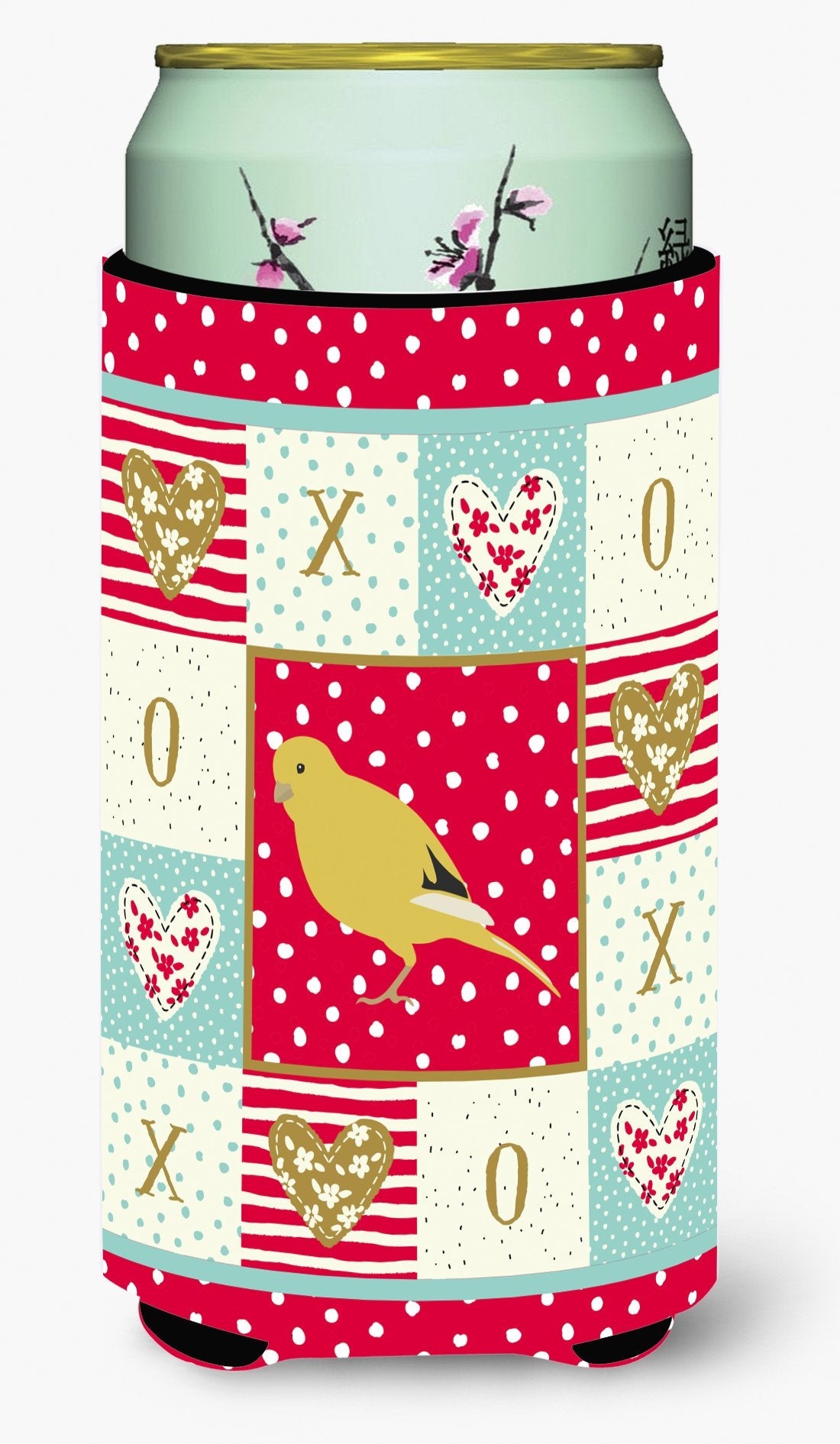 Border Canary Love Tall Boy Hugger Can Cooler Sleeve Machine Washable Drink Collapsible Insulator Beverage Insulated Holder