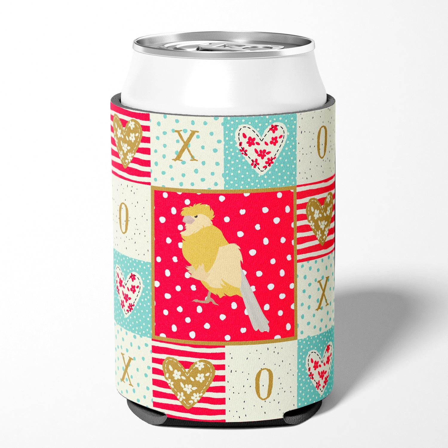 French Curly Canary Love Can or Bottle Hugger Cooler Sleeve for Standard 12 oz Cans, Insulated Foam Beer & Soda Can Hugger Reusable