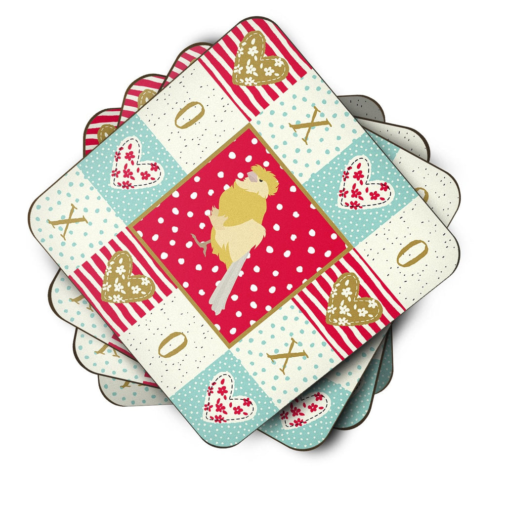 French Curly Canary Love Foam Coasters Set of 4 Cup Coasters for Indoor Outdoor, Tabletop Protection, Anti Slip, Mouse pad Material