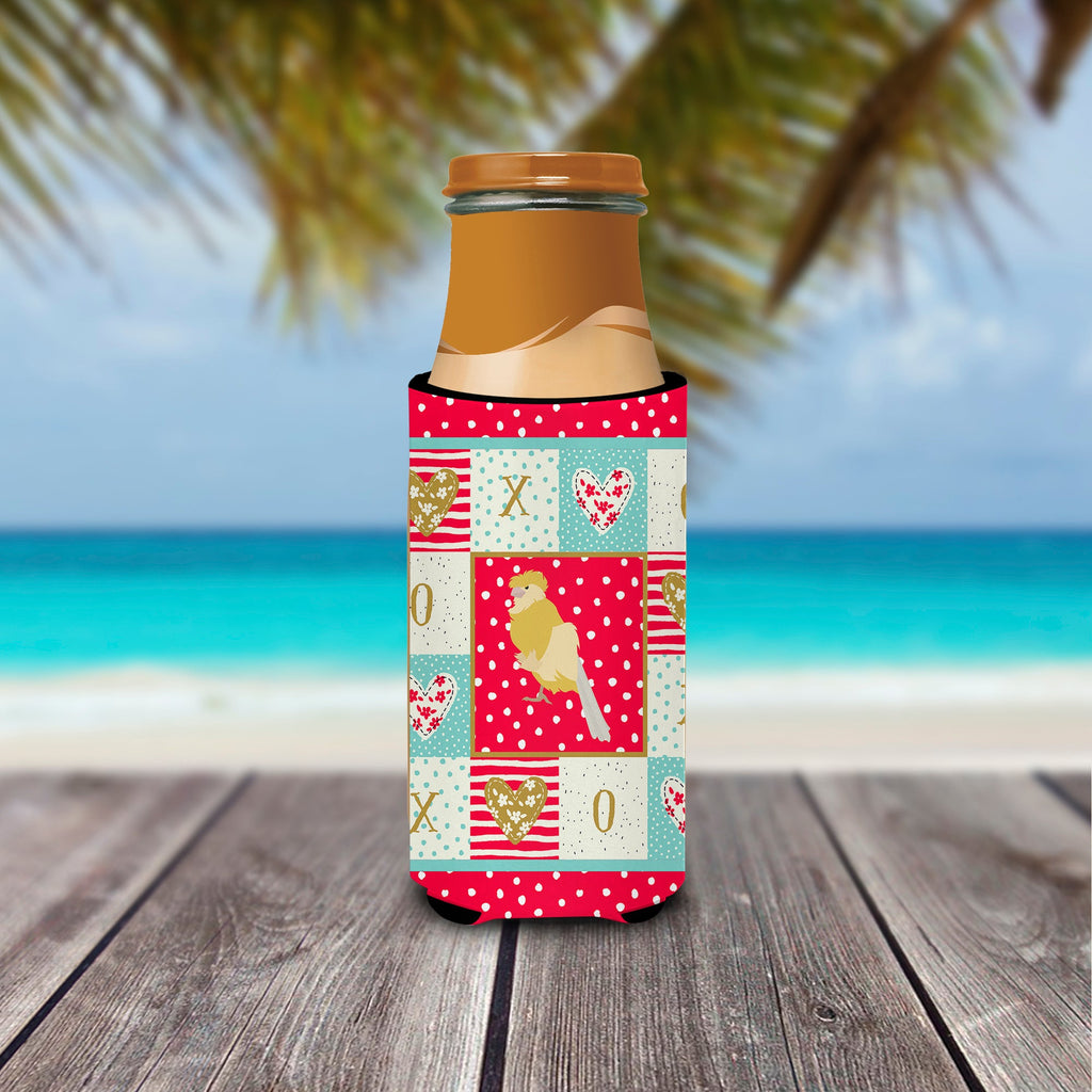 French Curly Canary Love Slim Can Hugger , Insulated Foam Hugger for 12 oz Slim Cans, Beer Bottles & Water Bottles, Printed in USA