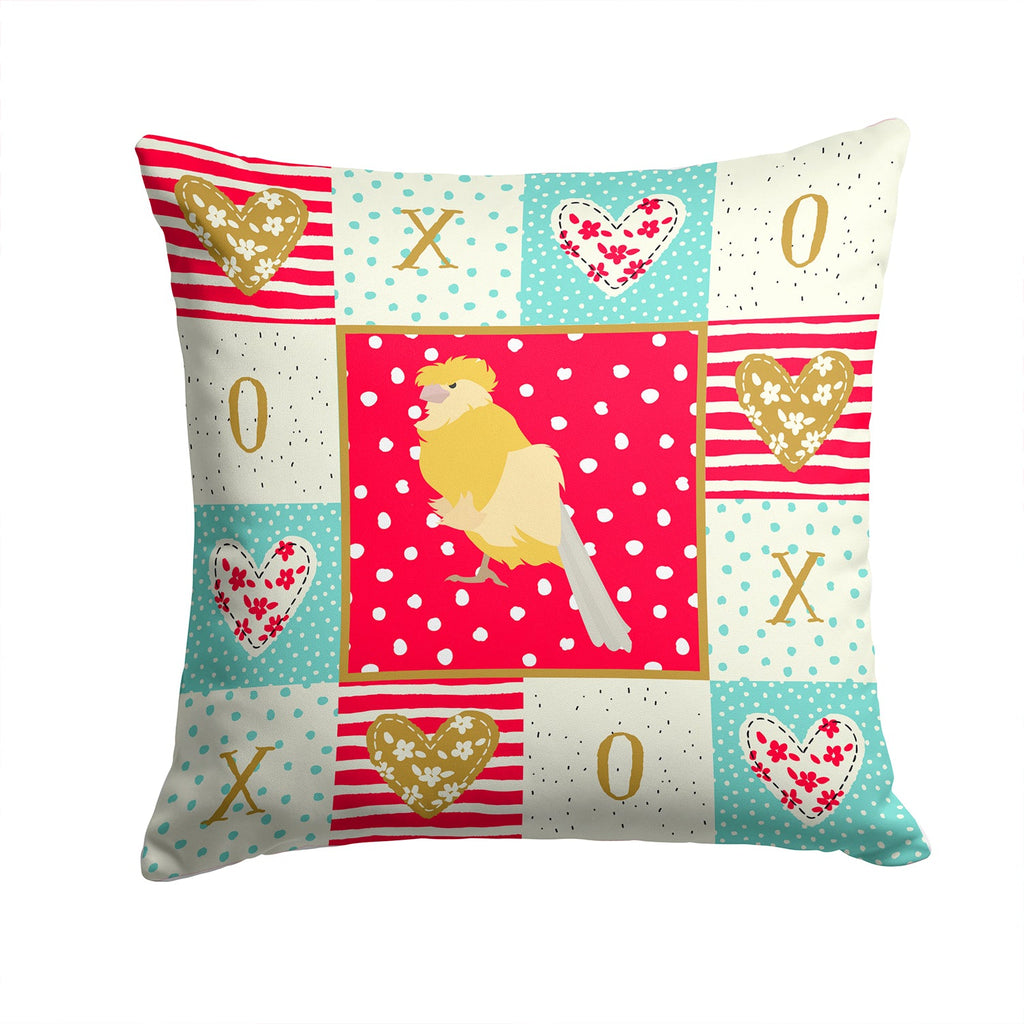 French Curly Canary Love Decorative Throw Pillow 14x14 Indoor Outdoor Accent Cushion, Fabric Cover with Insert for Sofa, Bed, Porch & Living Room