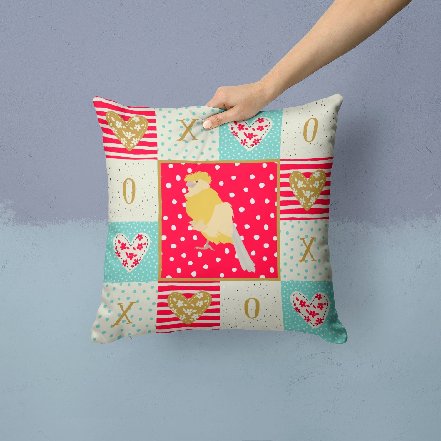 French Curly Canary Love Decorative Throw Pillow 14x14 Indoor Outdoor Accent Cushion, Fabric Cover with Insert for Sofa, Bed, Porch & Living Room