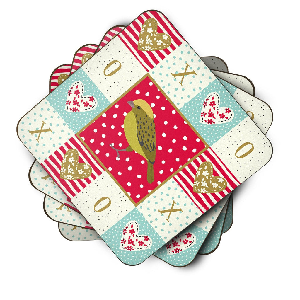 Lizard Canary Love Foam Coasters Set of 4 Cup Coasters for Indoor Outdoor, Tabletop Protection, Anti Slip, Mouse pad Material