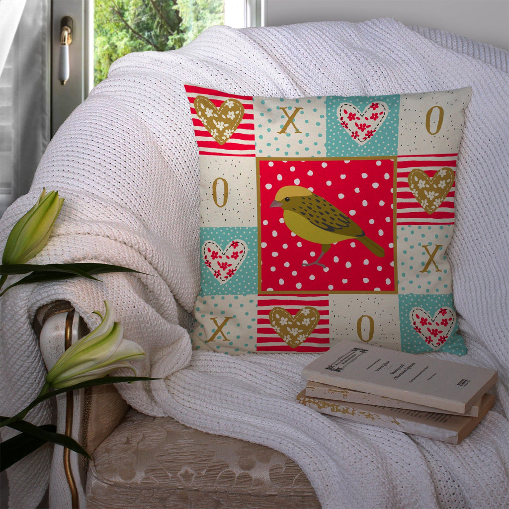 Lizard Canary Love Decorative Throw Pillow 14x14 Indoor Outdoor Accent Cushion, Fabric Cover with Insert for Sofa, Bed, Porch & Living Room