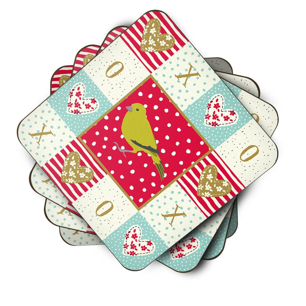 London Canary Love Foam Coasters Set of 4 Cup Coasters for Indoor Outdoor, Tabletop Protection, Anti Slip, Mouse pad Material