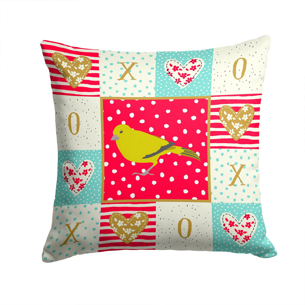 London Canary Love Decorative Throw Pillow 14x14 Indoor Outdoor Accent Cushion, Fabric Cover with Insert for Sofa, Bed, Porch & Living Room